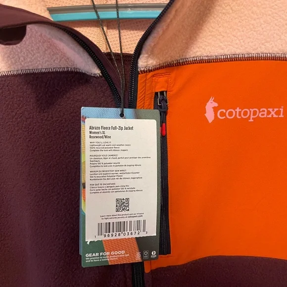Cotopaxi Abrazo Fleece Jacket in Orange and Burgundy - Picture 3 of 6